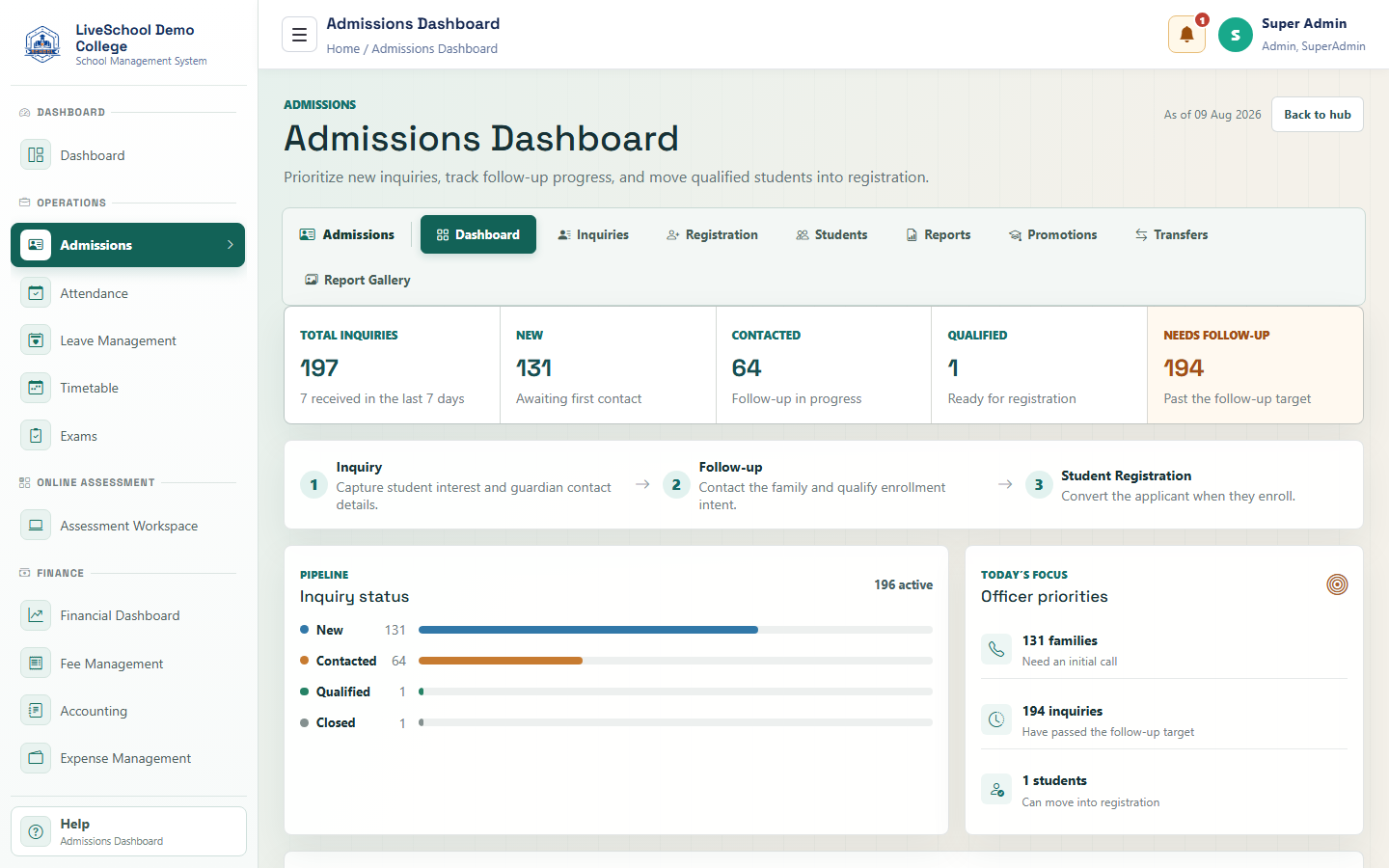 Student lifecycle and admissions - admissions-dashboard