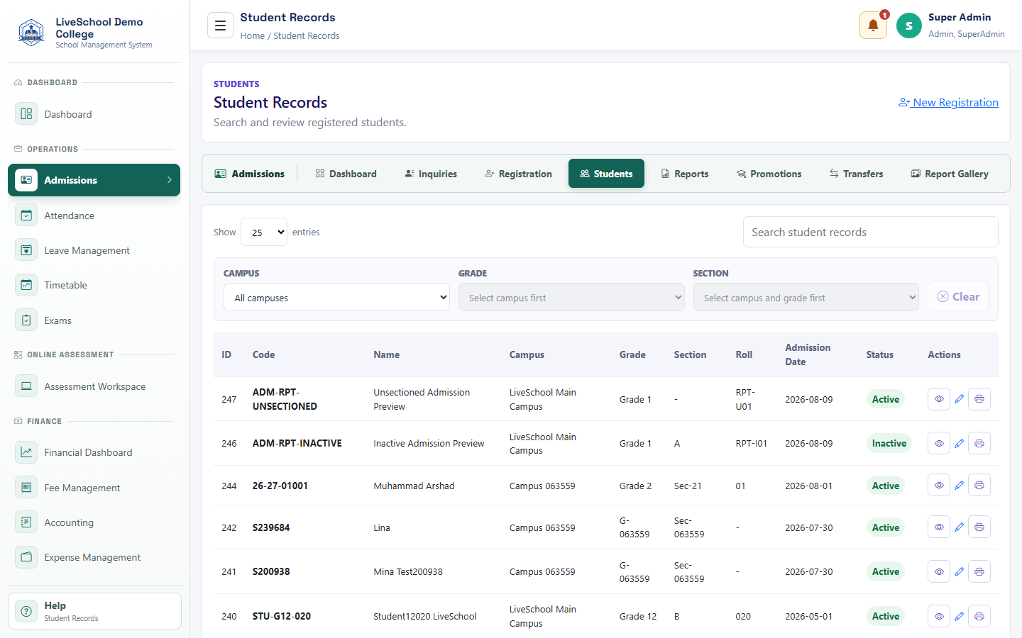 Student lifecycle and admissions - admissions-student-records