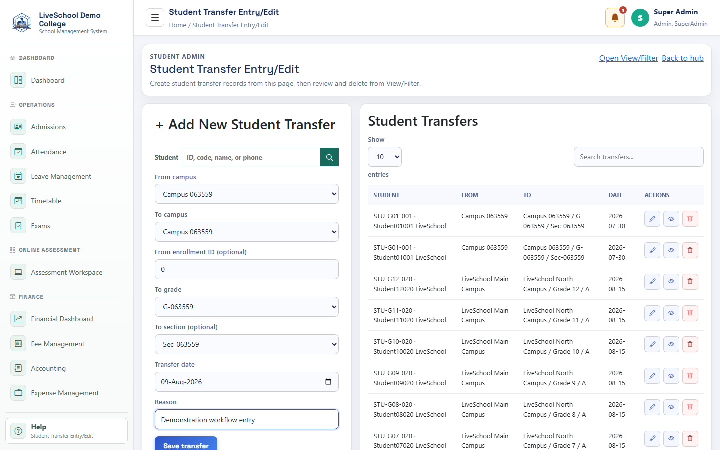 Student lifecycle and admissions - admissions-transfers