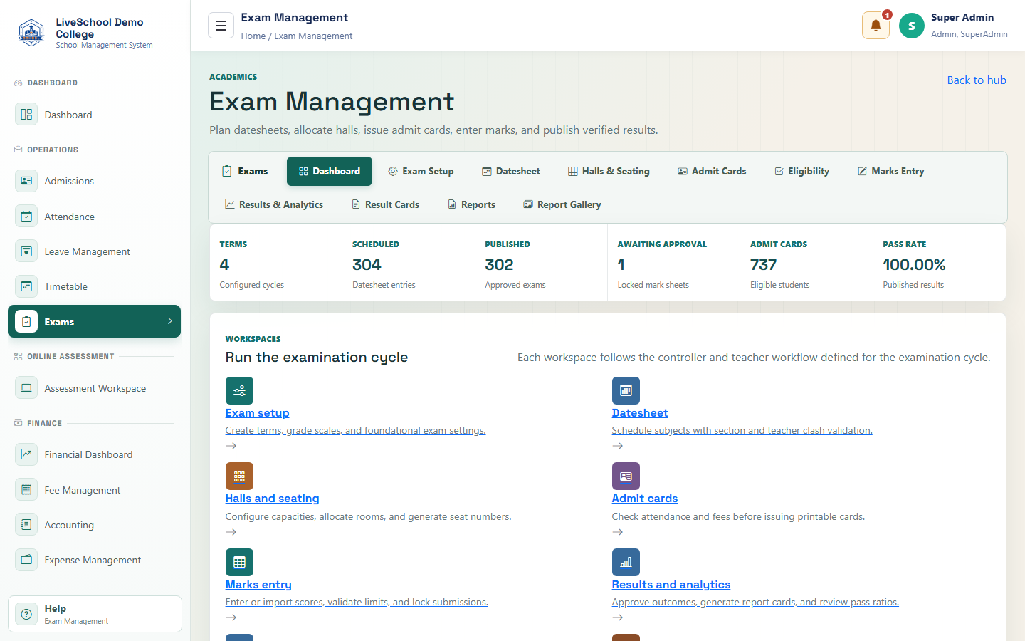 Exam and assessment management - exam-dashboard