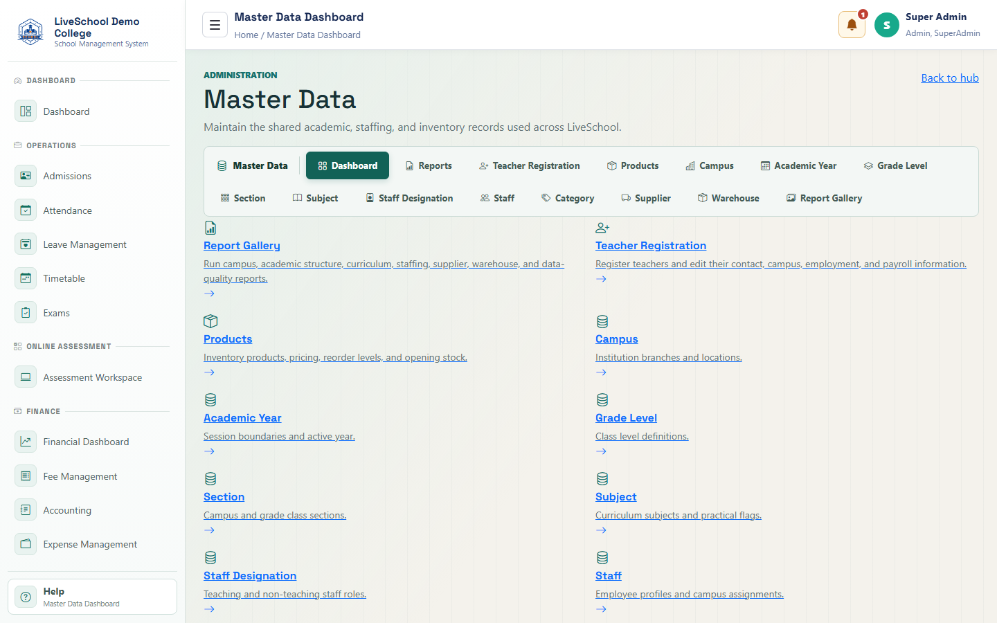 Administration and master data - master-data-dashboard