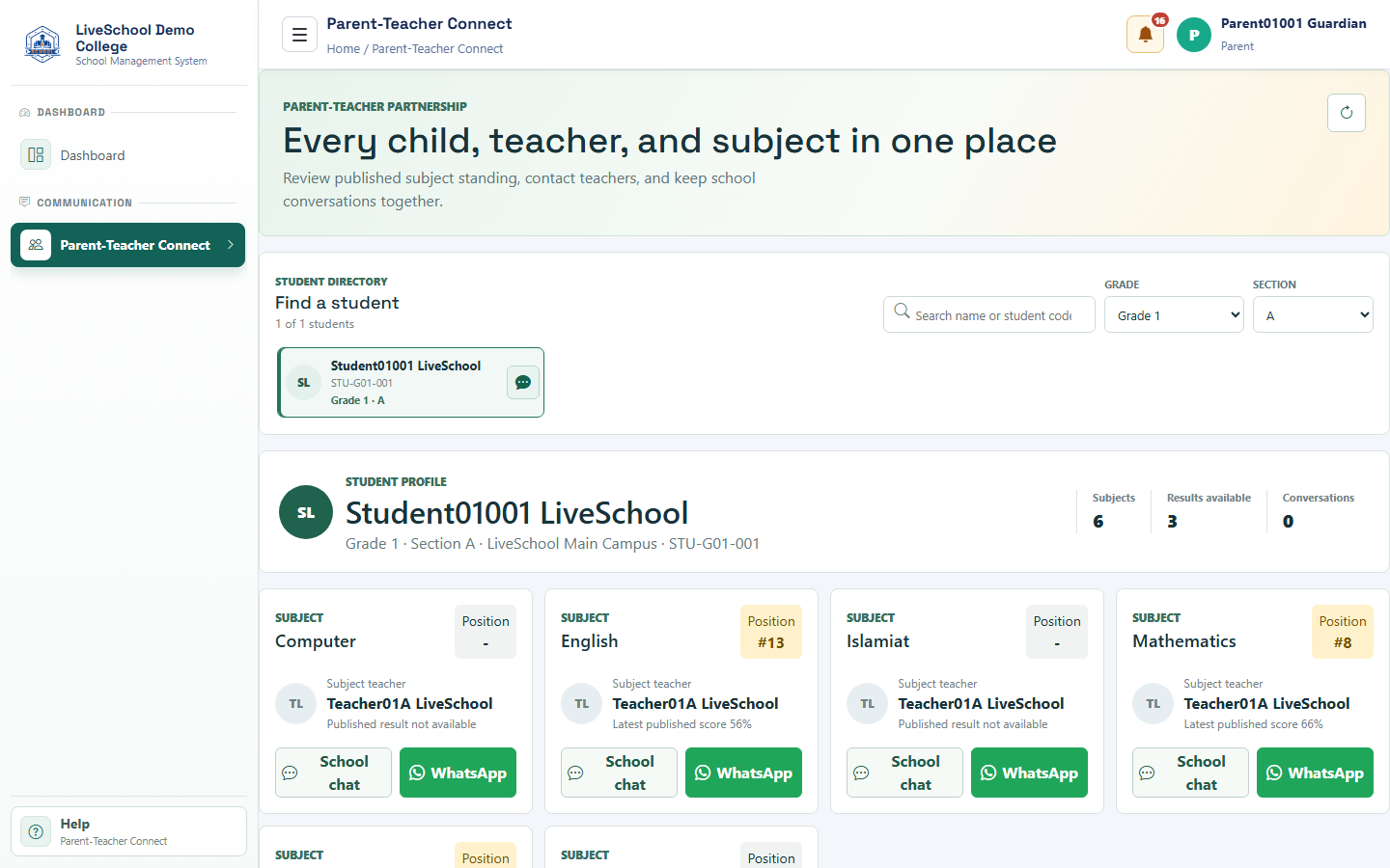 Communication and parent engagement - parent-teacher-connect