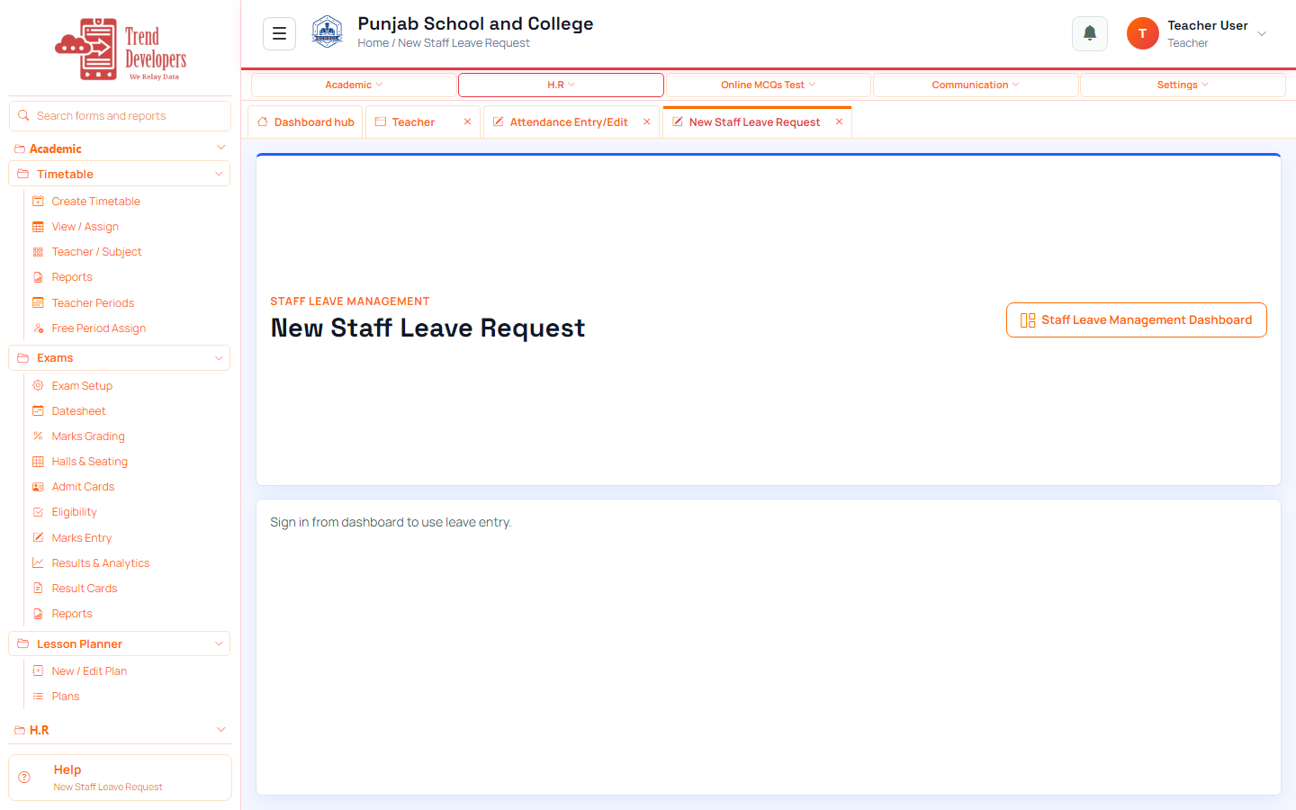 Request staff leave